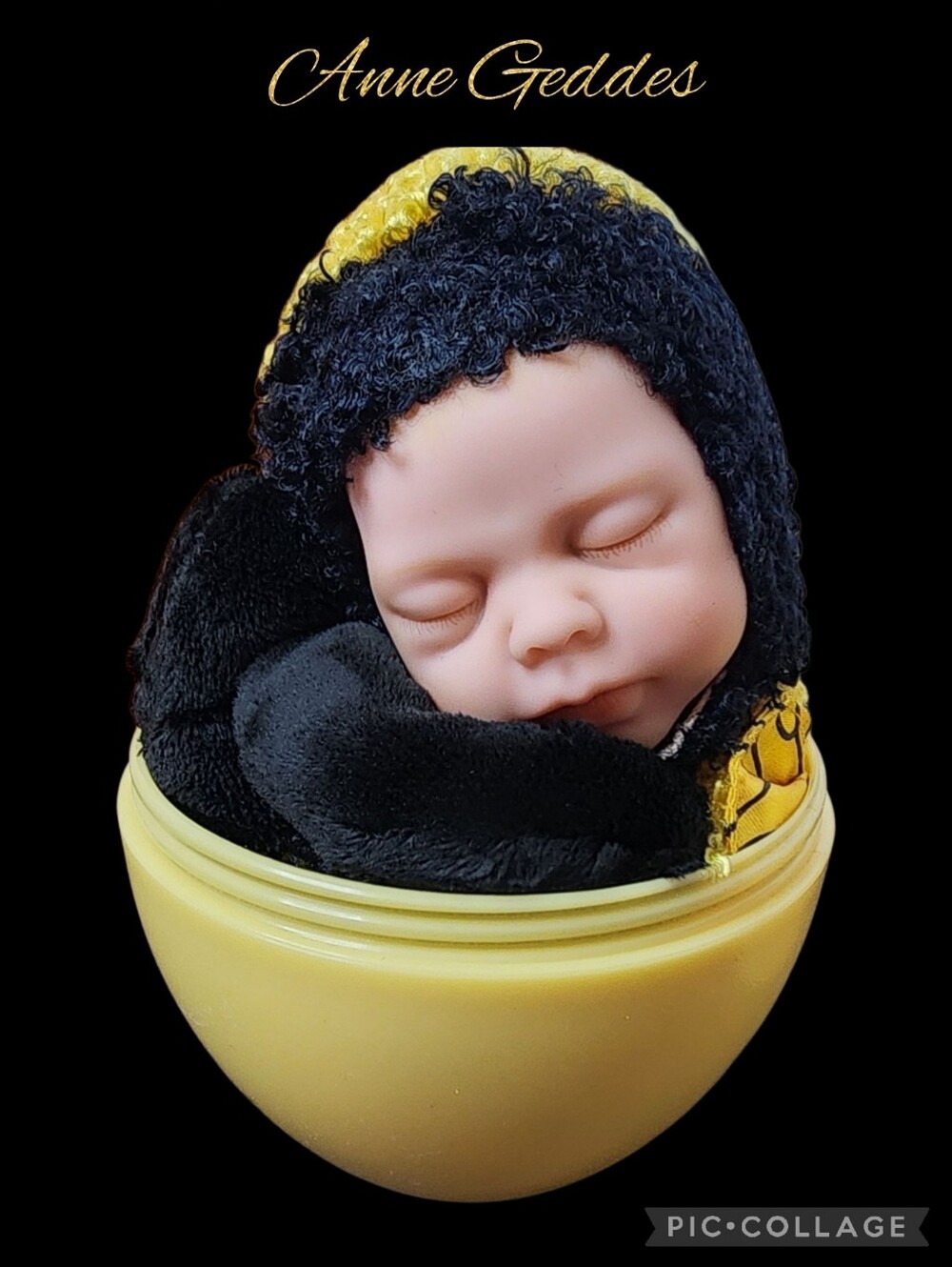 Anne Geddes baby doll famous Bumble Bee in a plastic egg vintage & collectible